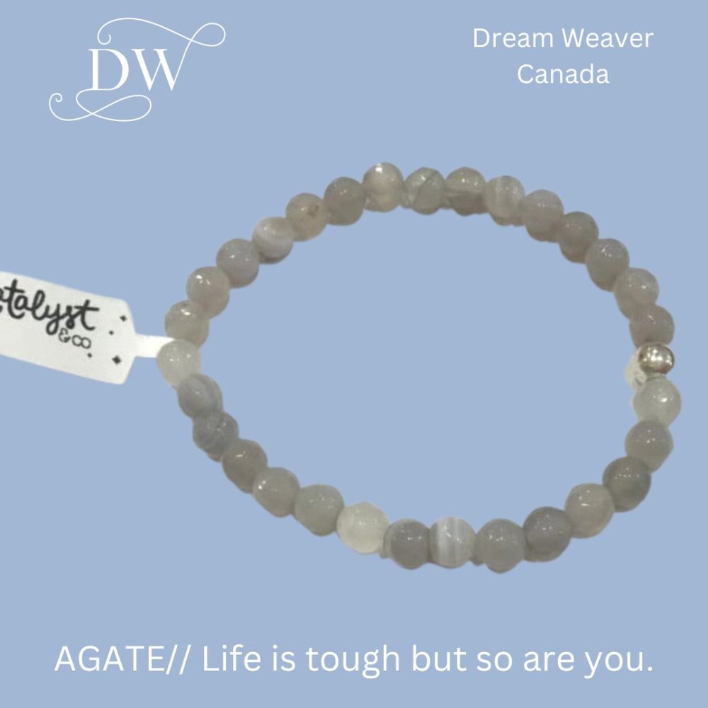 Gray Agate Small Stone & Sterling Silver Bracelet | Catalyst